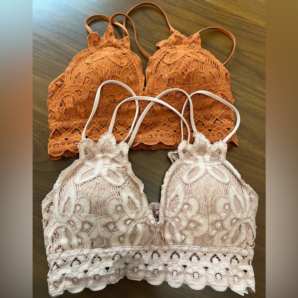 Bra Floral patterns Terracotta & Pale Pink Set of 2 , Size Small